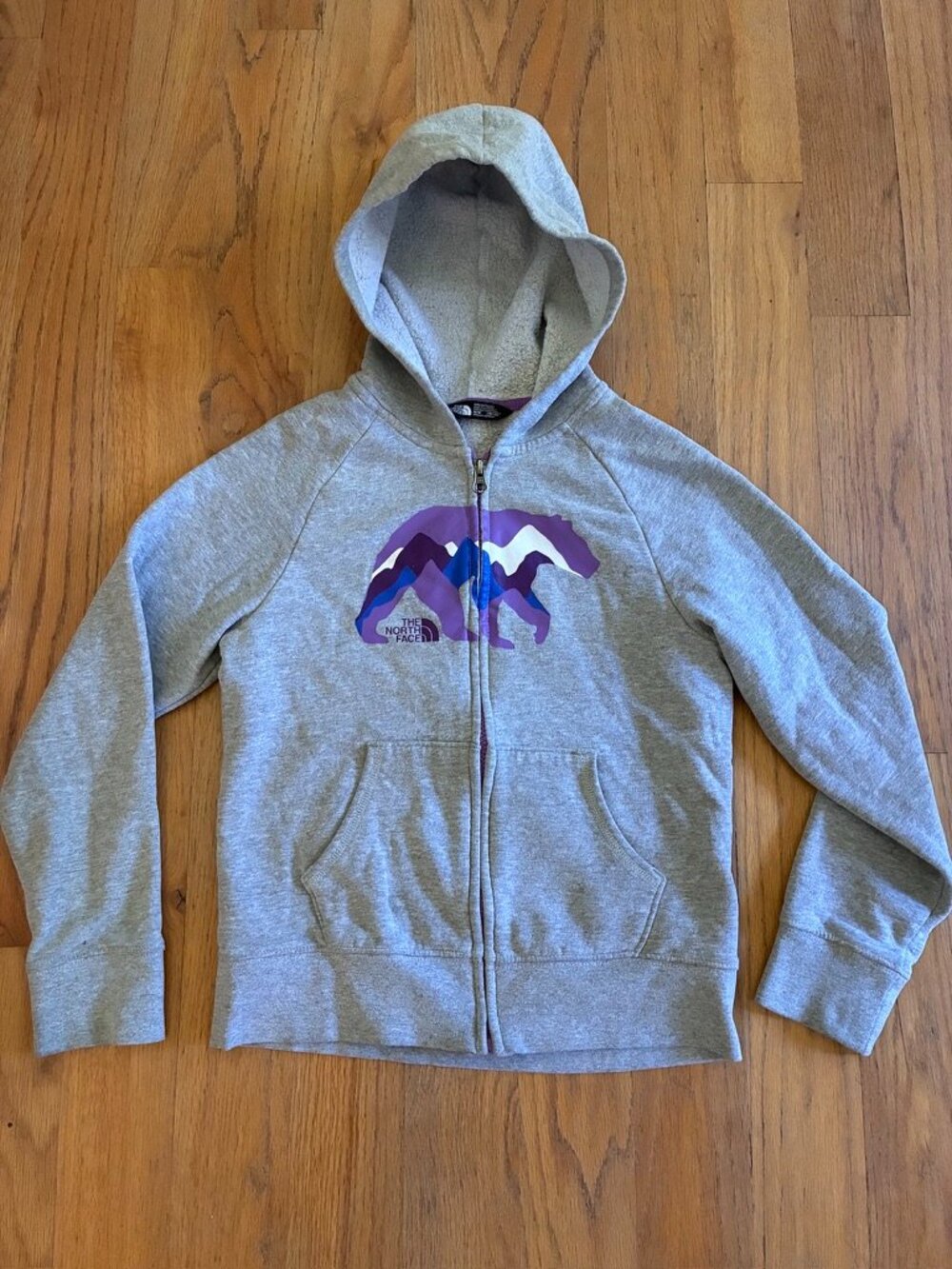 The North Face Girls Gray Mountain Graphic Full Zip Hoodie Medium 10/12